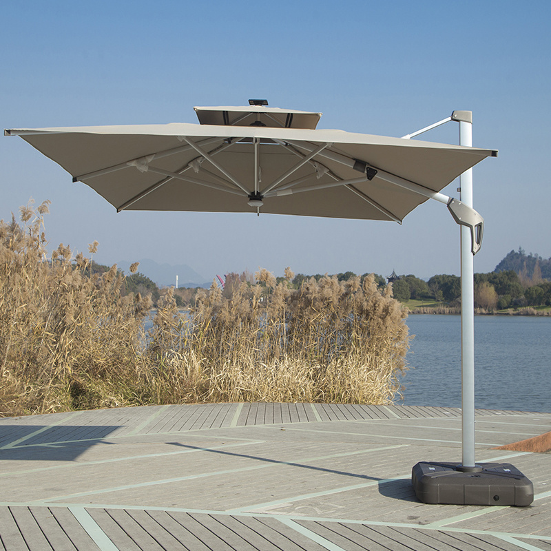 Goodluck patio umbrella outdoor garden table umbrellas solar panel outdoor umbrella with light