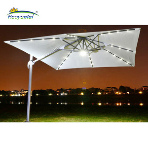 Goodluck aluminum beach umbrella solar powered led cantilever patio umbrella