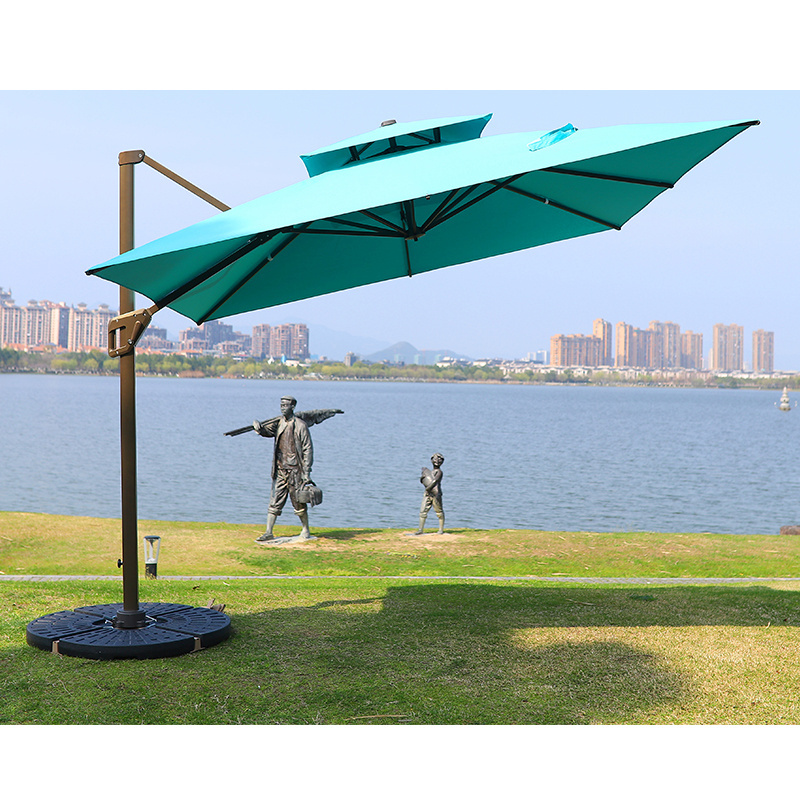 Goodluck aluminum beach umbrella solar powered led cantilever patio umbrella