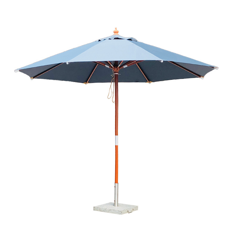 Goodluck Parasols Umbrellas Outdoor Professional Waterproof Wooden Frame Cafe Umbrella Parasol Waterproof Polyester Modern