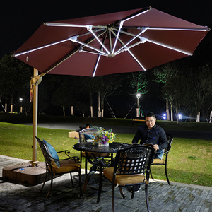 Goodluck hanging outdoor umbrella aluminium patio umbrella outdoor garden with led