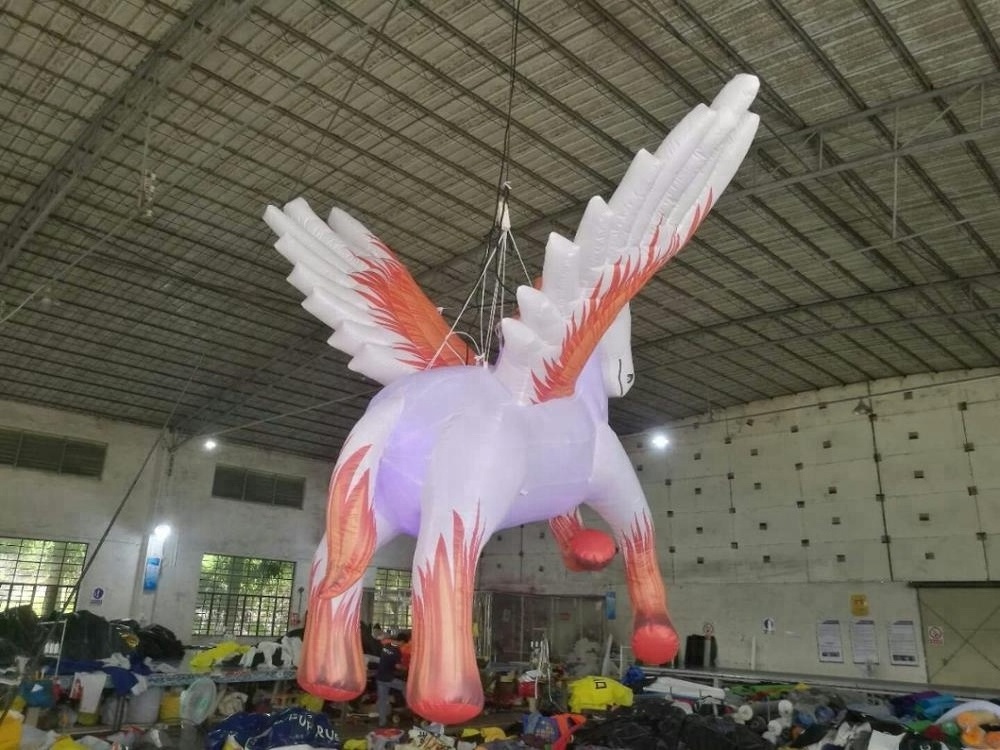 customized giant inflatable Winged white horse for advertising, Hanged flying winged white horse inflatables