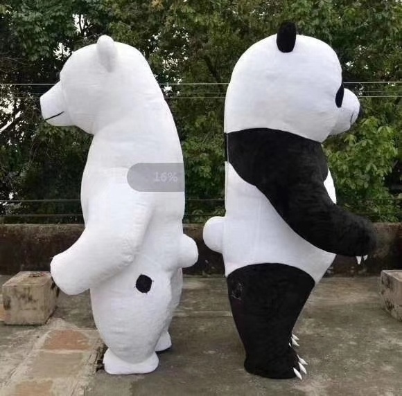 Custom Running Fun 2m 2.6m Colorful Plush Inflatable Teddy Bear Cartoon Suit Cosplay Panda Mascot costume