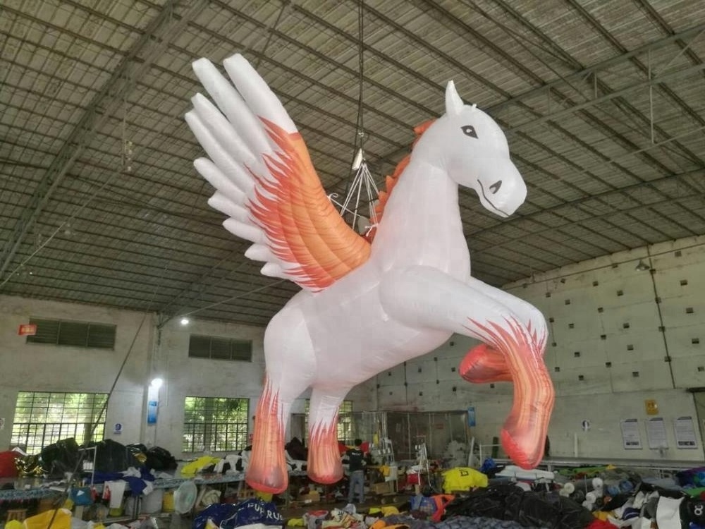 customized giant inflatable Winged white horse for advertising, Hanged flying winged white horse inflatables