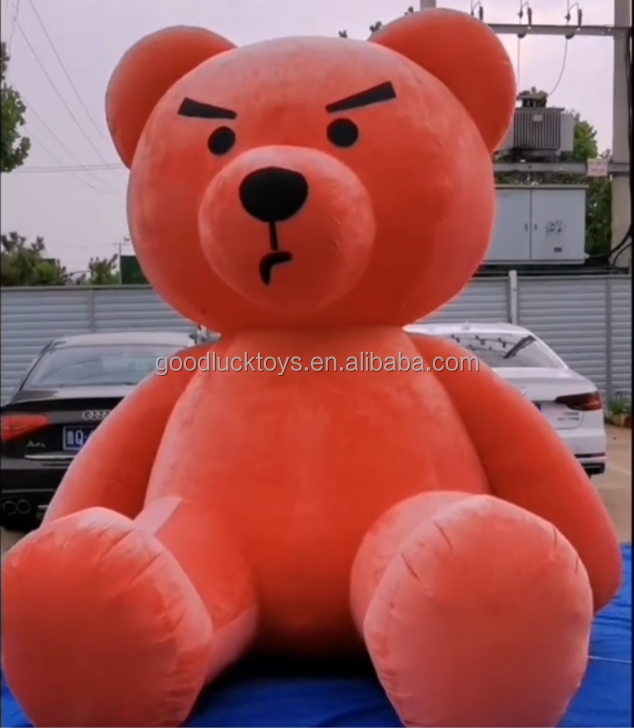 Factory cost Hot sale Easy Move Giant rose red pink Inflatable Sitting Teddy Bear Mascot Costume with Plush