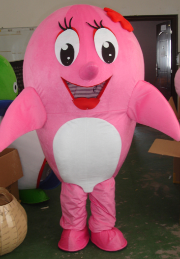 Cartoon dolphin Carnival Mascot costume, pink shark and Dolphin mascot costume