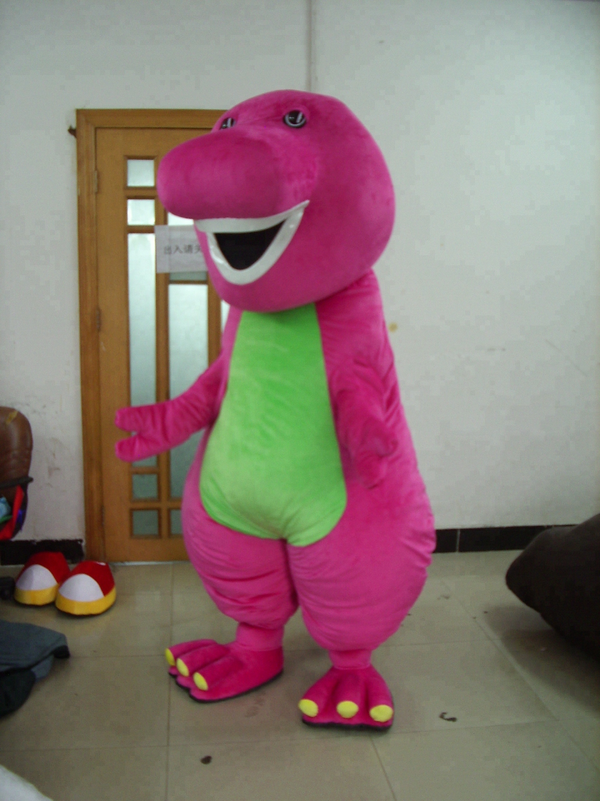 Hot sale plush cartoon fursuit Film movie character adults Barney mascot costume