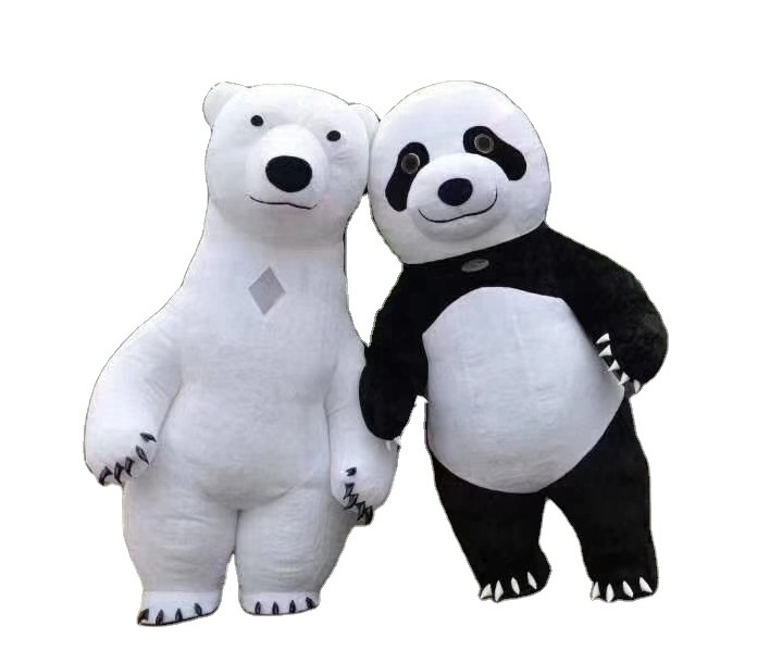 Custom Running Fun 2m 2.6m Colorful Plush Inflatable Teddy Bear Cartoon Suit Cosplay Panda Mascot costume