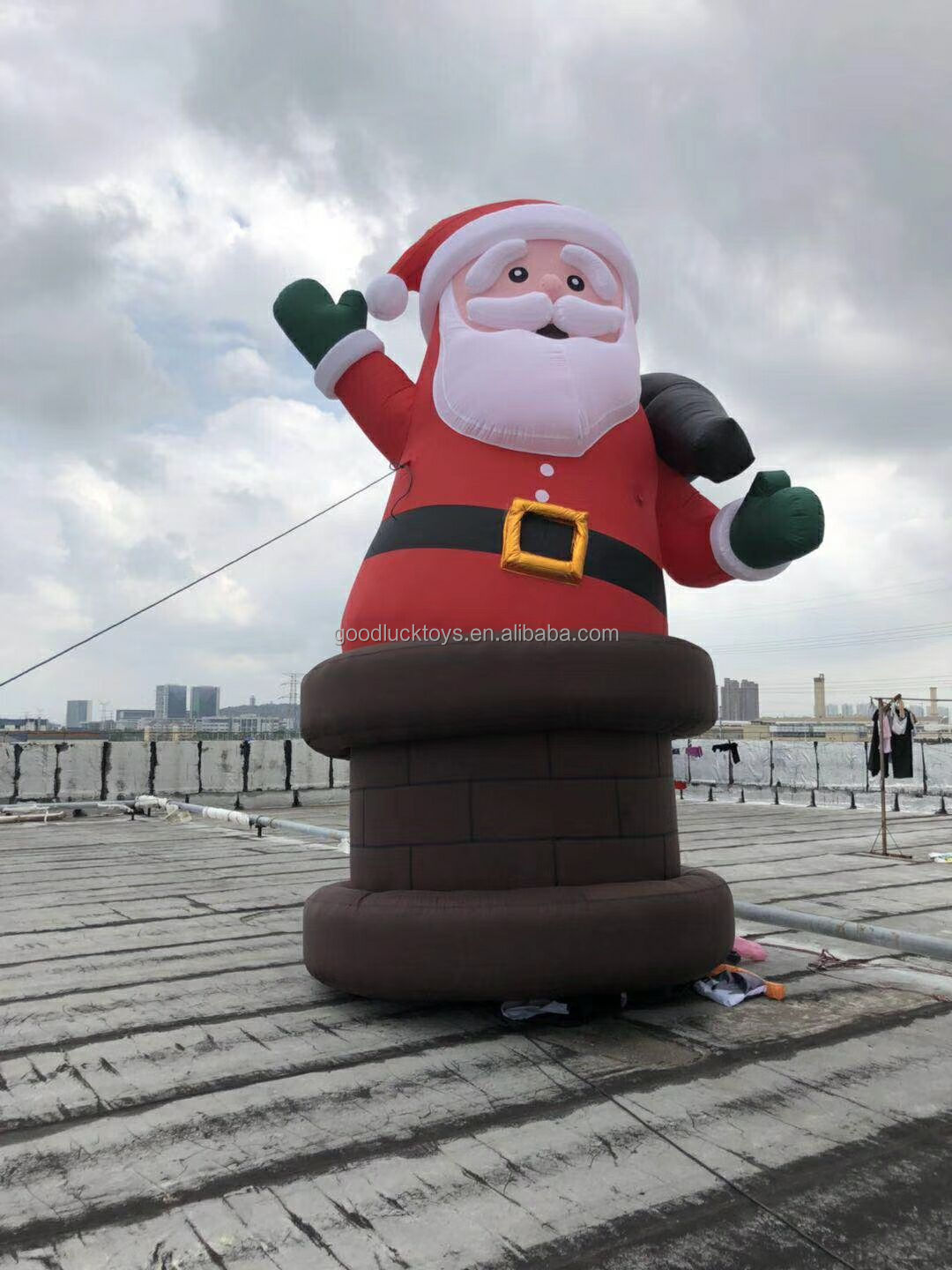 inflatable Santa Claus sitting on chair with penguin Christmas  outdoor decorative giant sitting Santa