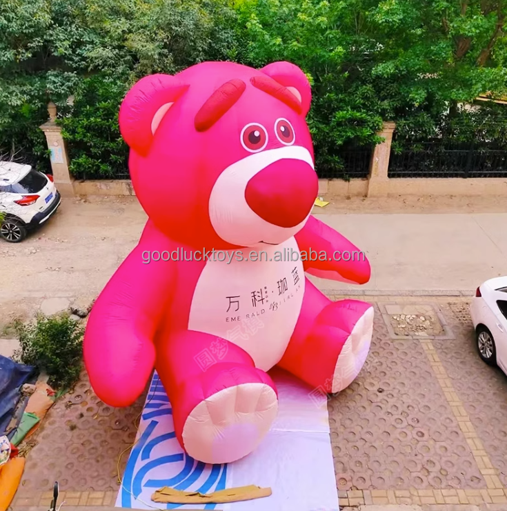 2023 advertising Inflatable doll giant 15ft animal teddy bear,4m care pink bear inflatable Merry christmas gummy brown bears