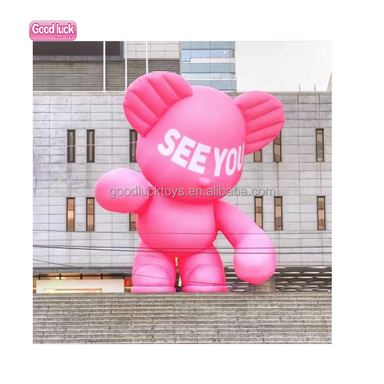 2023 advertising Inflatable doll giant 15ft animal teddy bear,4m care pink bear inflatable Merry christmas gummy brown bears