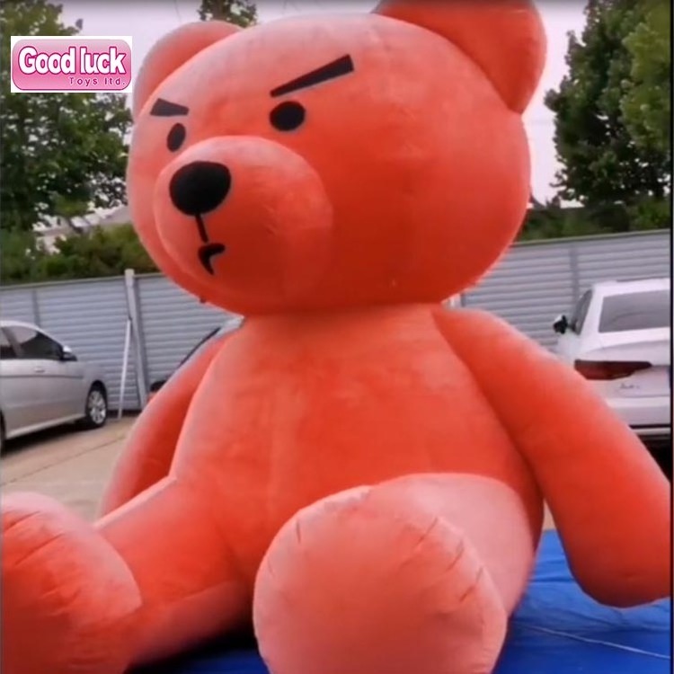 Factory cost Hot sale Easy Move Giant rose red pink Inflatable Sitting Teddy Bear Mascot Costume with Plush