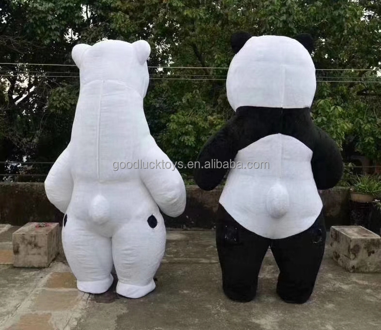 Custom Running Fun 2m 2.6m Colorful Plush Inflatable Teddy Bear Cartoon Suit Cosplay Panda Mascot costume