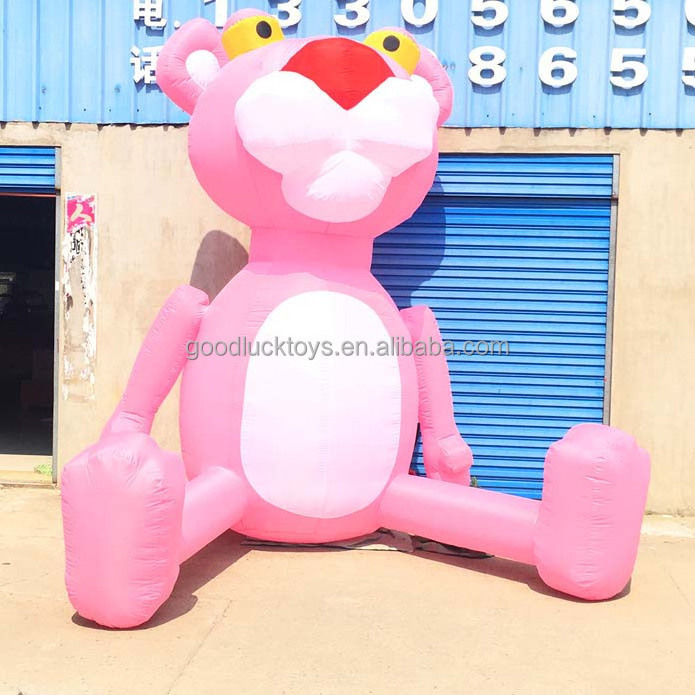 lifelike cute blow up  animal model Leopard /Pop music festival event decoration inflatable Pink Panther