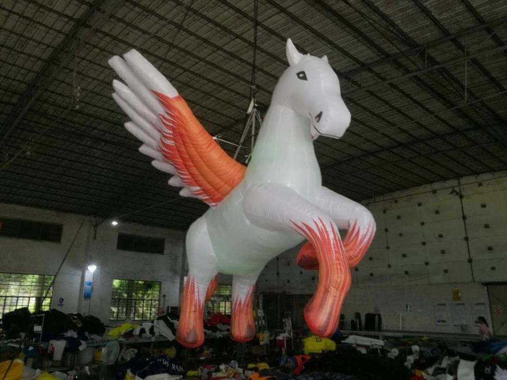 customized giant inflatable Winged white horse for advertising, Hanged flying winged white horse inflatables