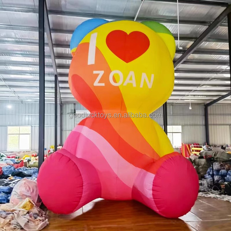 2023 advertising Inflatable doll giant 15ft  teddy bear,4m care Hugging bear inflatable Merry christmas gummy pink bears