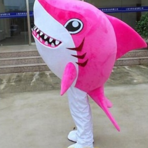 Cartoon dolphin Carnival Mascot costume, pink shark and Dolphin mascot costume