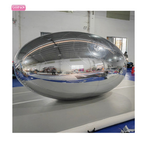 instock Decorative inflatable Christmas ornaments mirror ball Hanging Giant Spheres Oval silver ball for supermarket ceiling