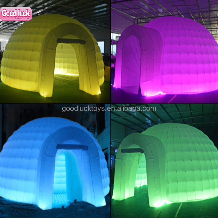 high quality Pop up Portable white  LED  Lighting inflatable igloo dome tent  for camping Wedding Birthday Party