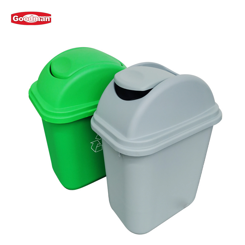 Outdoor waste bin eco friendly black plastic trash can dust bin with lid