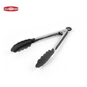 Food Grade Cooking Utensil Tools Locking Non-Stick Heat Resistant Stainless Steel Serving Tongs Silicone Kitchen Tong With Hook