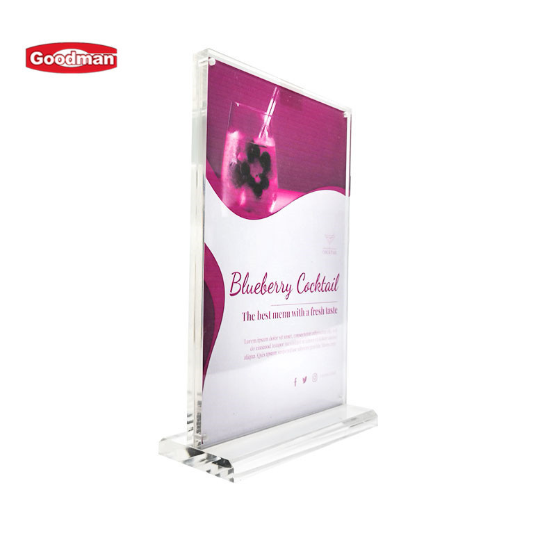 Tabletop restaurant display plastic menu holder magnetic A4 standing acrylic sign holder