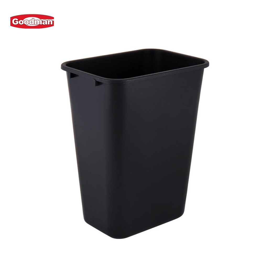 Outdoor waste bin eco friendly black plastic trash can dust bin with lid