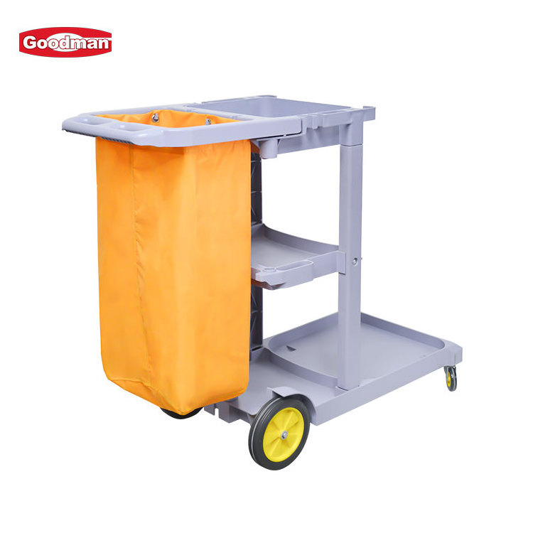 Commercial hotel housekeeping supplies plastic cleaning trolley janitor cart janitorial trolley