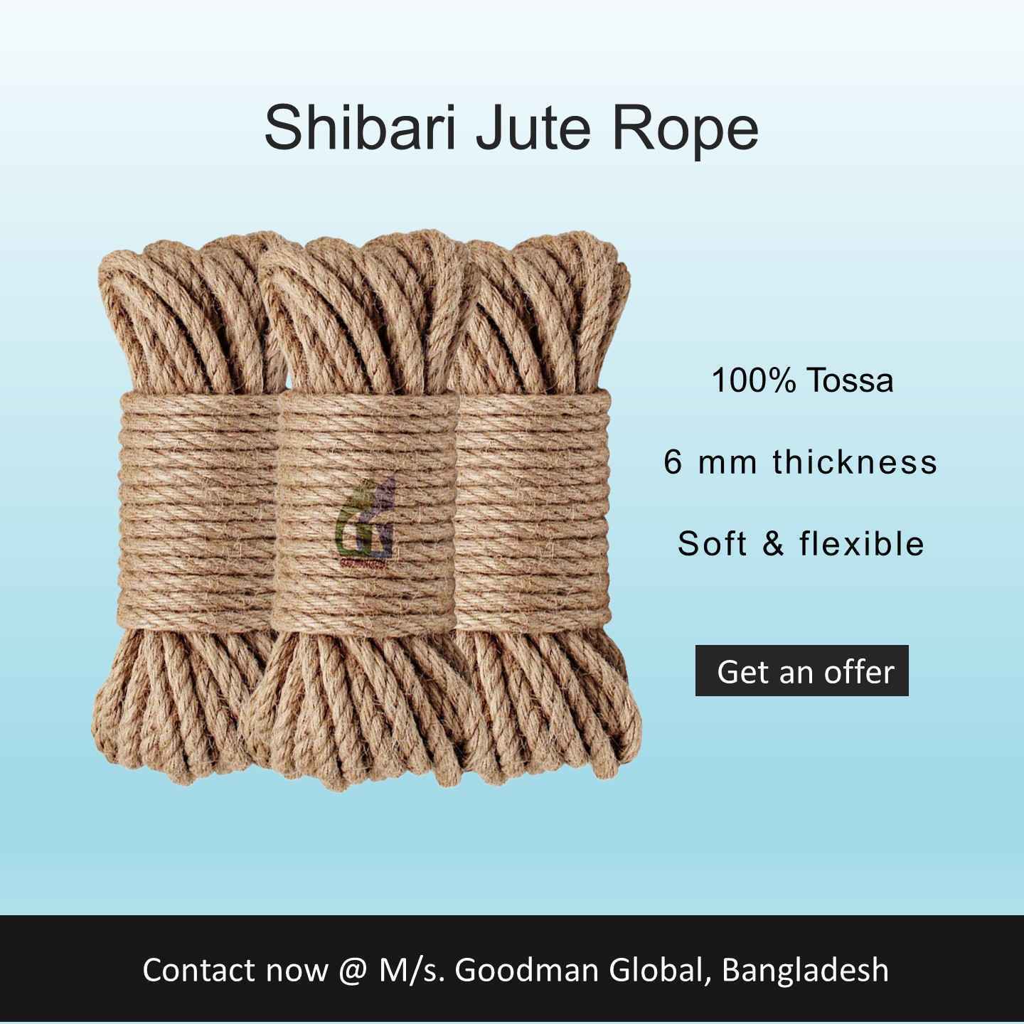 6mm Jute shibari ropes for bondage soft flexible twisted rope natural tossa Manufacturer Wholesale Goodman Global Bangladesh