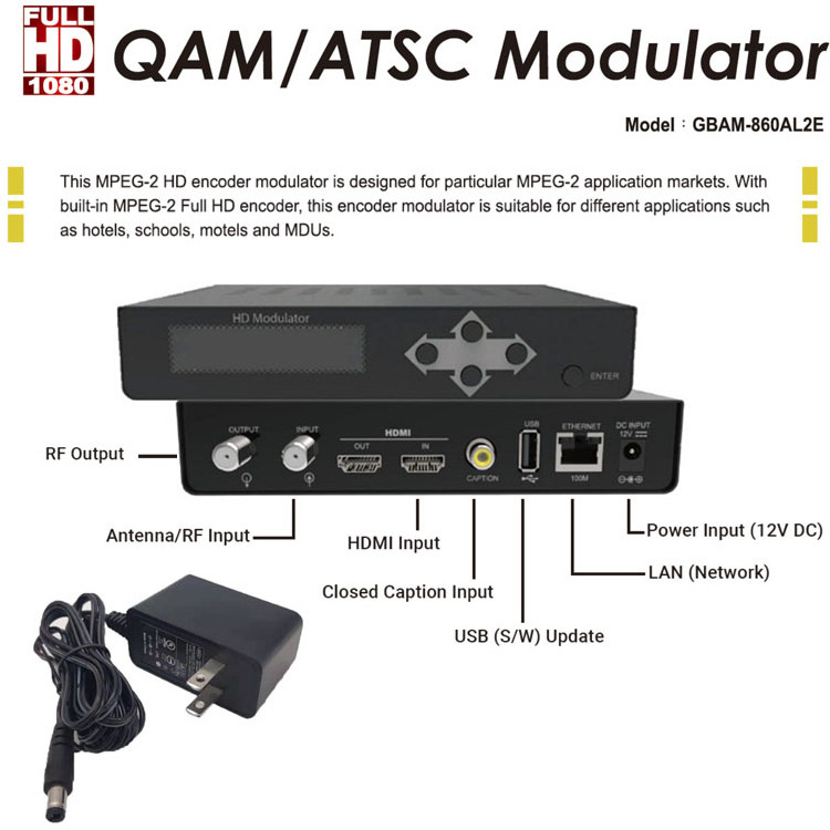 Good Mind GME 1CH Modulator ISDB-T CATV Digital TV ISDBT Encoder DVBT DVB T C DVB-T/C HDMI Full HD To ATSC RF HDMI Out