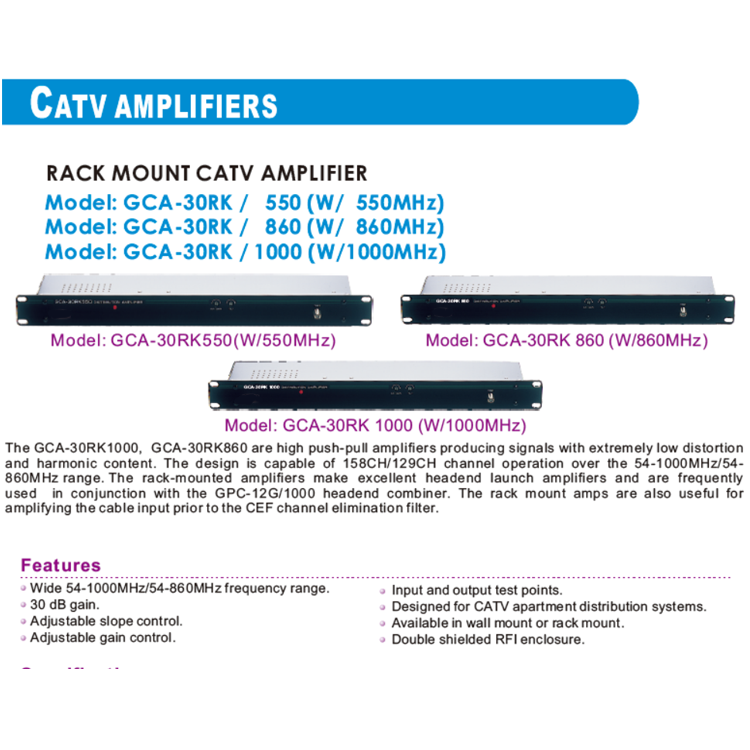 High Quality Product Selling Rack Mount Distribution Amplifier 1 Ghz Broadband Push-Pull CATV Headend Amplifier