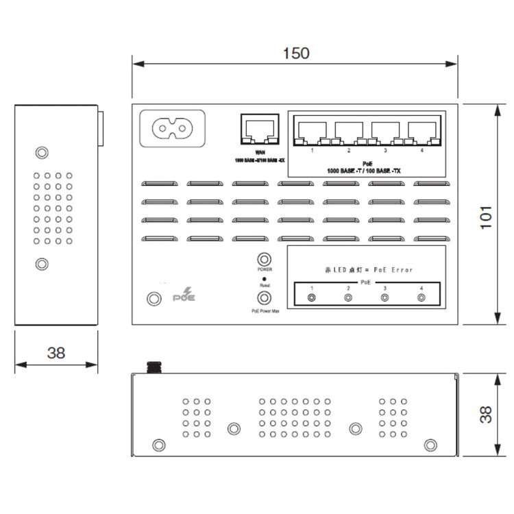 2024 New Style 5 Port 1000M/100M/10M Gigabit Ethernet POE Managed Switch Hub