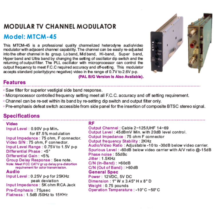 Hot New Products Fixed Channel SAW Filterd Multi Channel CATV Analog Audio Video To Rf Mini Modulator