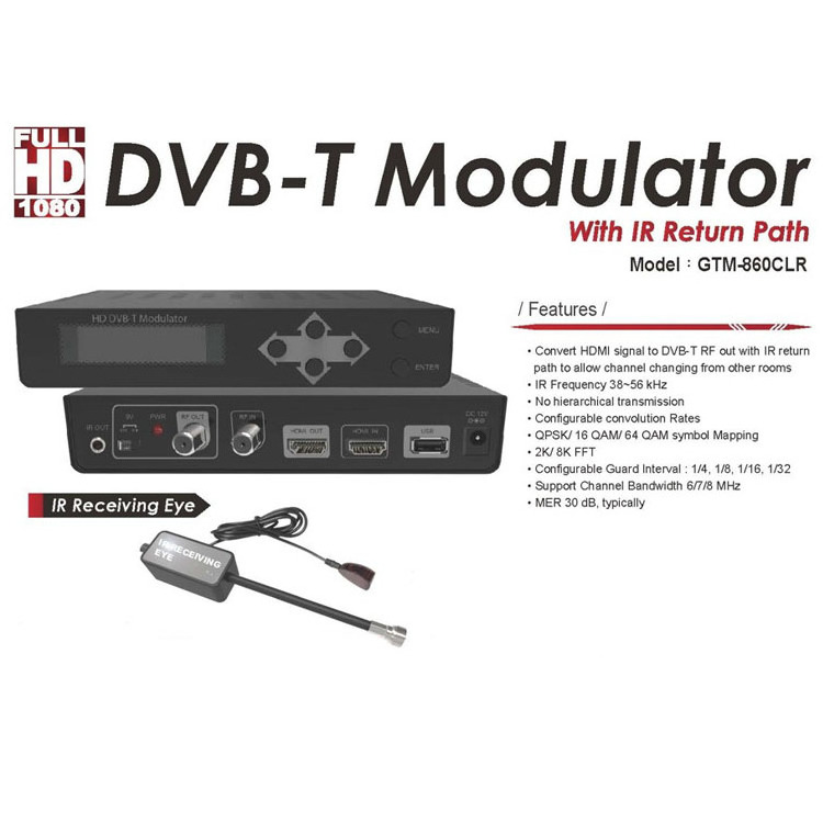 Factory Hot Sales Single Input Channel Home Digital Encoder Qam HD HDMI To RF DVB-T Modulator With IR Return Path