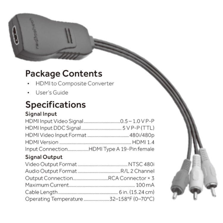 Hot Sale  Converts Digital HDMI Video To Analog RCA AV Adaptor HDMI To Composite Converter