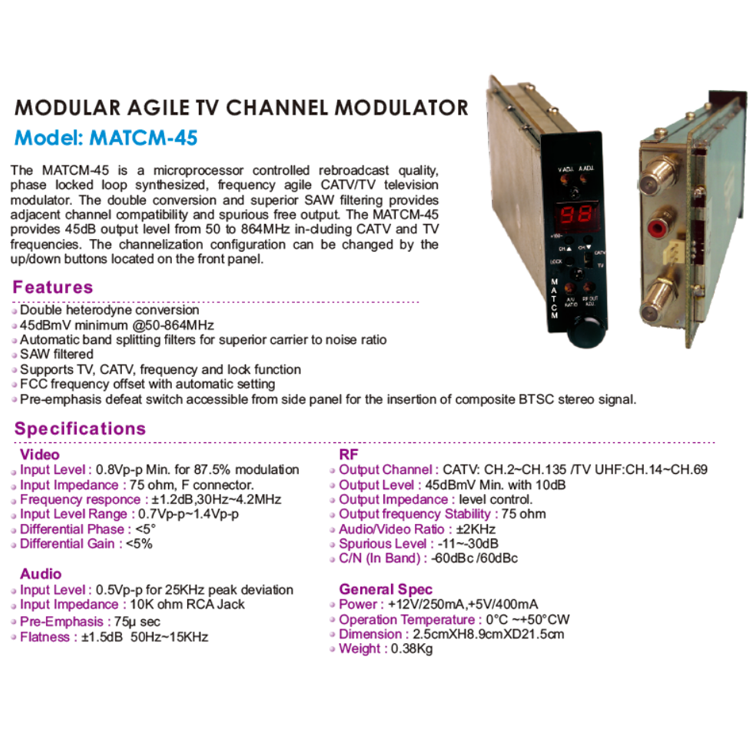 High Quality Product Selling Modular Multi TV Channel AV To Rf Modulator Audio/Video Mini Agile Modulator