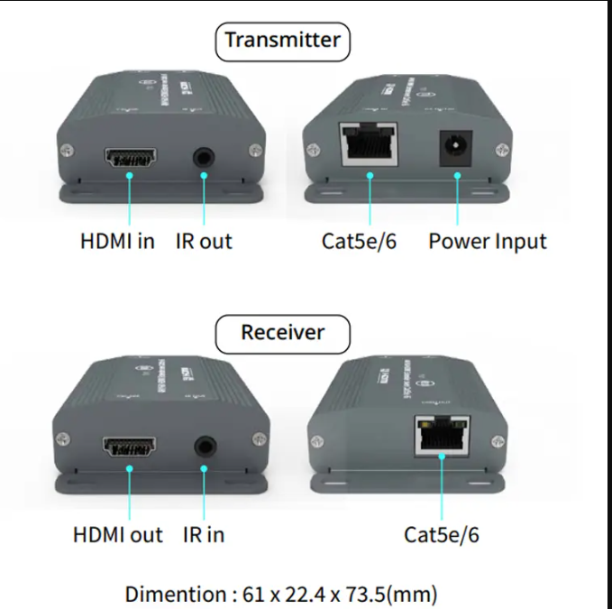 Extender Via Single Cat 5e/6 70m extender hdmi 4k With Loop Out Support Ir Tx Rx Cascade Connection Receiver Transmitter