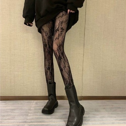 2024 Valentine Gift Sexy Stocking Black Hot Pink Stockings Pantyhose Fishnet Tights Lace Leggings For Women Rose Heart Pattern