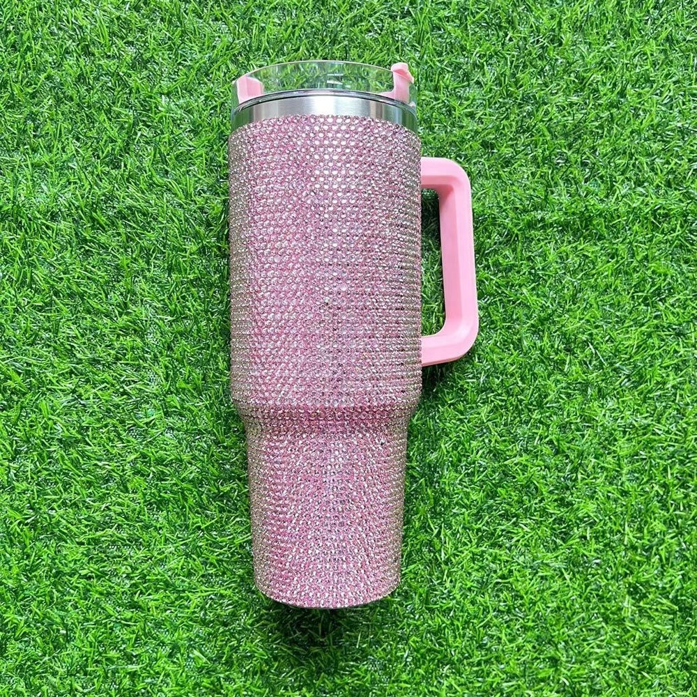 Hot Selling Stainless Steel 1200 ML Travel Mug 40oz Rhinestone Tumbler with Handle