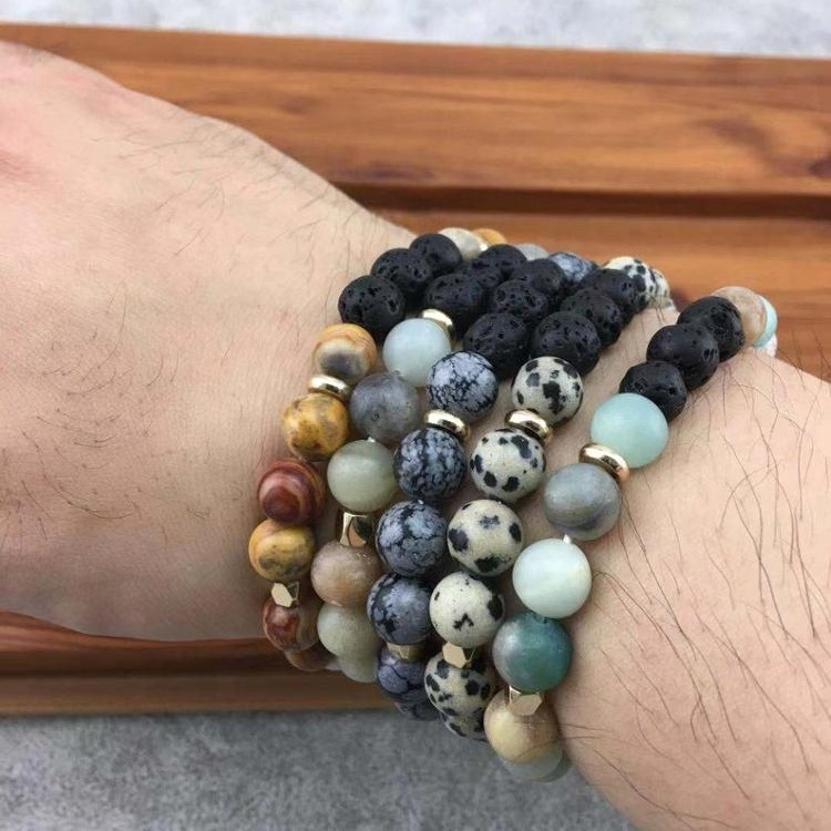 Adjustable Charm Lava And Natural Stone Essential Oil Diffuser Bracelet