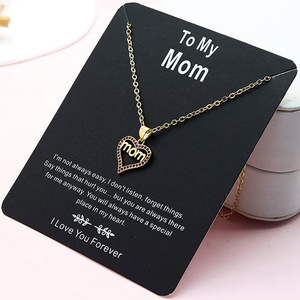 Women Varied style Zircon Love MOM Mama Letter Charm Pendant  Zircon Necklace Gold-plated Copper Chain Mother's Day gift