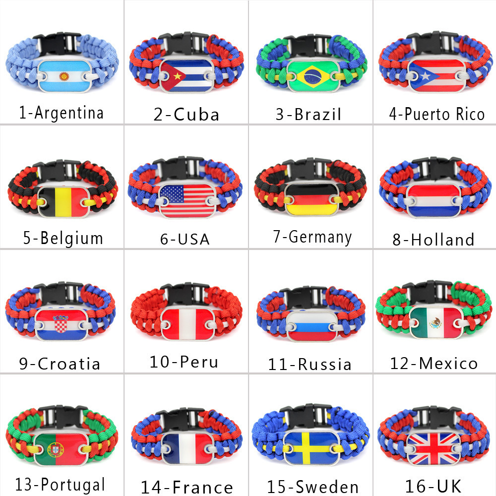 Personalized Custom Flag Bracelet Hand Woven Paracord Bracelets with Quick Release Buckles