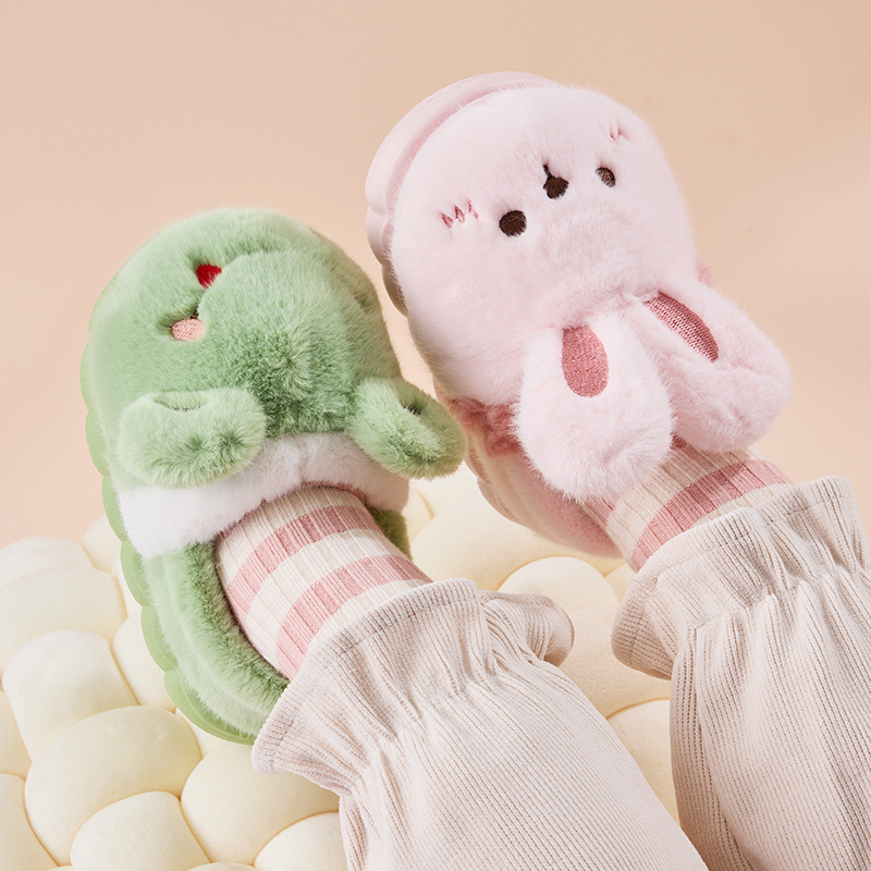 Children's Cotton Warm Cartoon Kids Baby Shoes Slippers For Winter Home Indoor Non-slip Christmas Gift