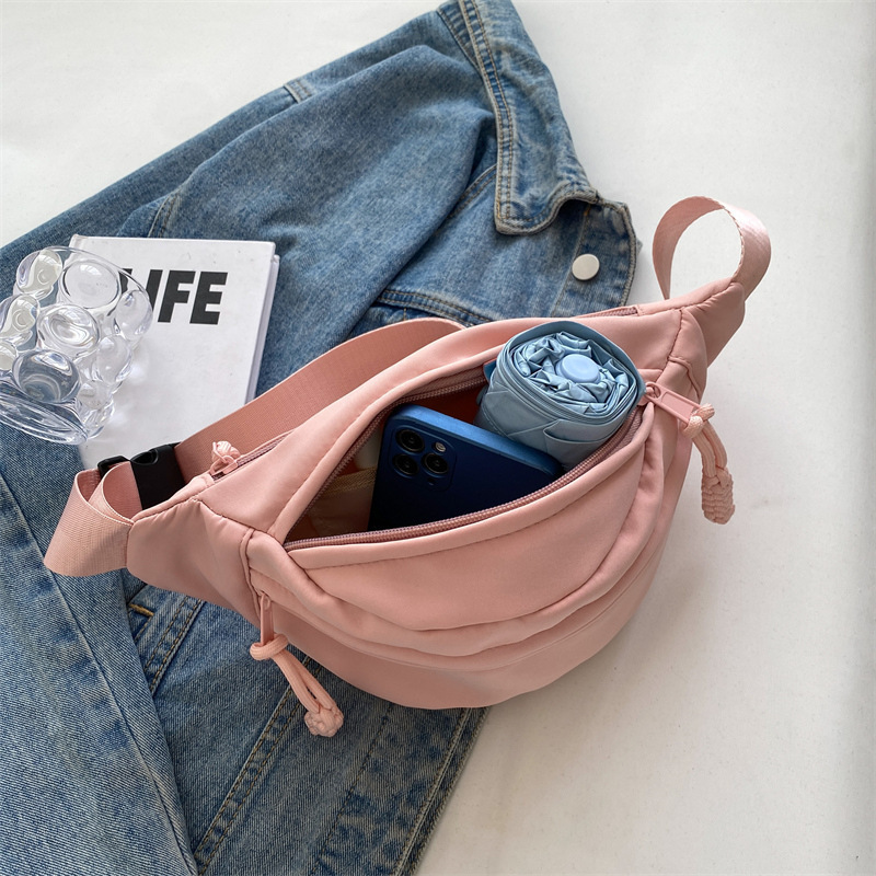 Wholesale Custom Logo Canvas Fanny Pack Crossbody Bag Solid Color Outdoor Running Waist Bag