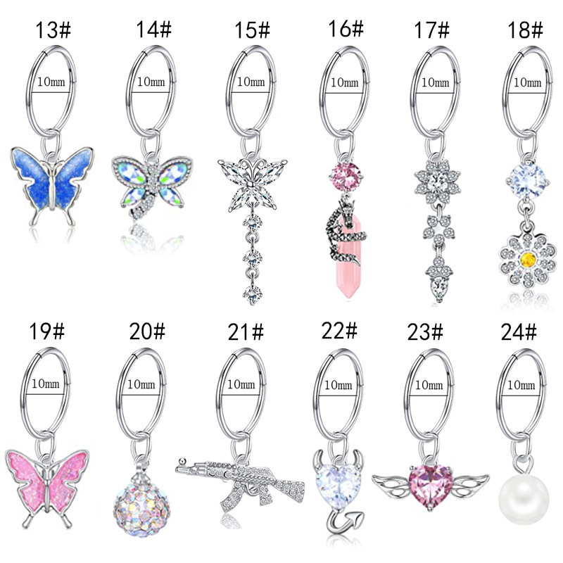 JS Stab Zircon Titanium Fake Belly Ring For Women Body Jewelry Non Tarnish Belly Ring Jewelry