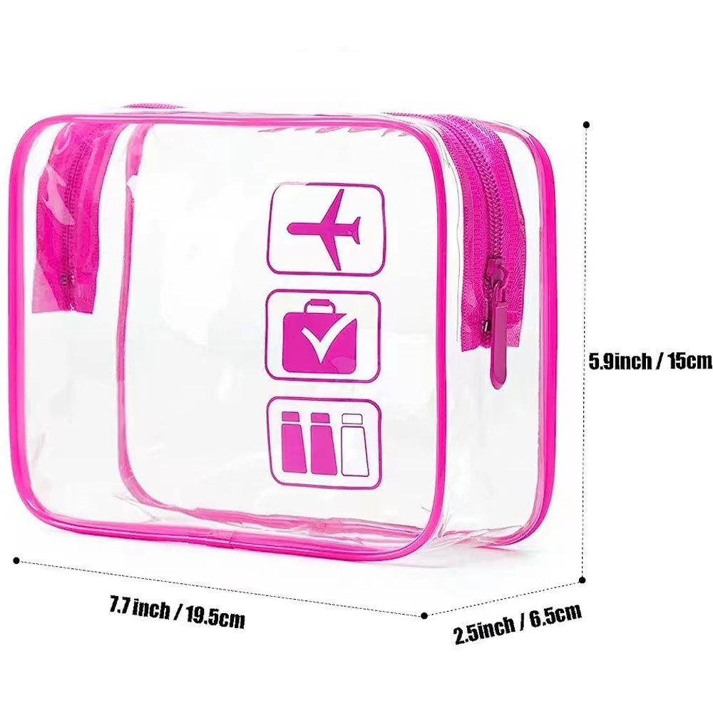 Hot Selling TSA Approved Clear Travel Toiletry Bag wih Zipper Travel Portable Cosmetic Bag Transparent