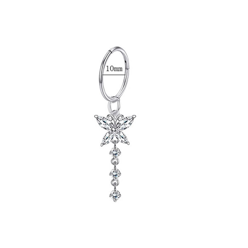 JS Stab Zircon Titanium Fake Belly Ring For Women Body Jewelry Non Tarnish Belly Ring Jewelry