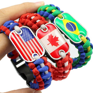 Personalized Custom Flag Bracelet Hand Woven Paracord Bracelets with Quick Release Buckles