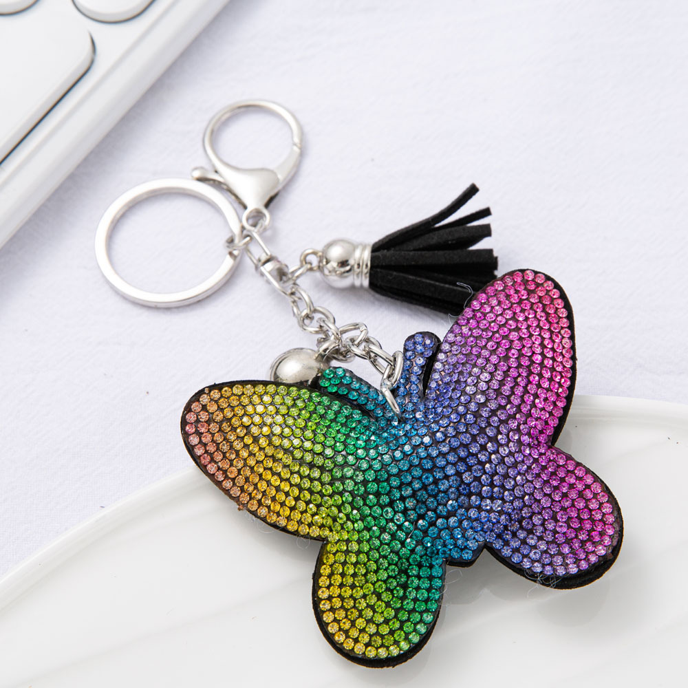 Butterfly Fringe Keychain Hot Diamond Butterfly Key Chain Bag Hanging Ornament Creative Diamond Keychain