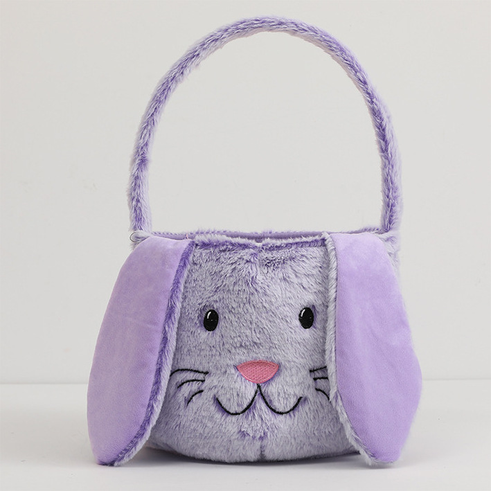 2024 Custom Wholesale Decoration Plush Bucket Gift Bags Floppy Ears Gift Bunny Easter Baskets